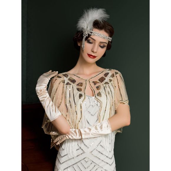 Women's 1920s Shawl Wraps,sequin Beaded Flapper Evening Shawls For Women😝 - Picture 2 of 6